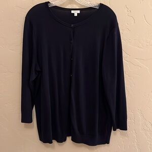 Talbots Navy Fine Gauge Classic Cardigan - 1X